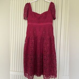 Self-portrait, size 14, burgundy guipure lace